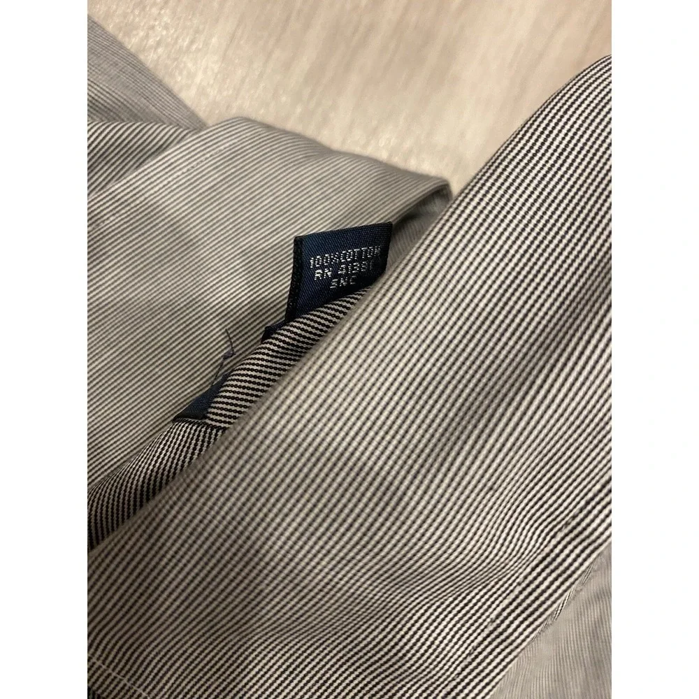Polo by Ralph Lauren Shirt Mens VTG 16 34/35 Gray Striped Andrew Classic Fit‎